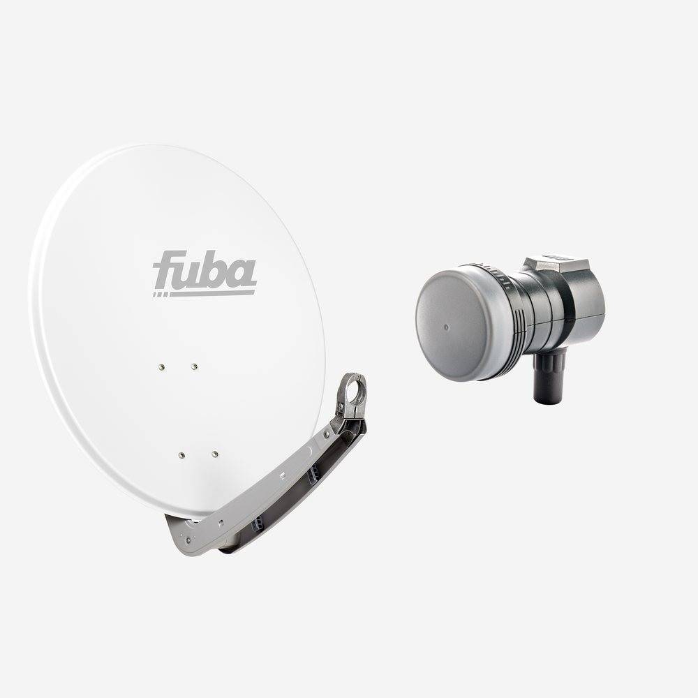 Fuba Sat Anlage 1 Teilnehmer | Satellitenschüssel Komplettset - DAA 650 W Sat-Schüssel 60x65cm Alu weiß + Fuba DEK 117 Single LNB 1 Teilnehmer (DVB