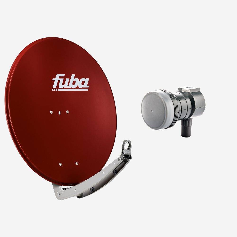 Fuba Sat Anlage 1 Teilnehmer | DAA 780 R Satellitenschüssel 80cm Alu rot (Testergebnis: ausgezeichnet)* + Fuba DEK 117 Single LNB 1 Teilnehmer