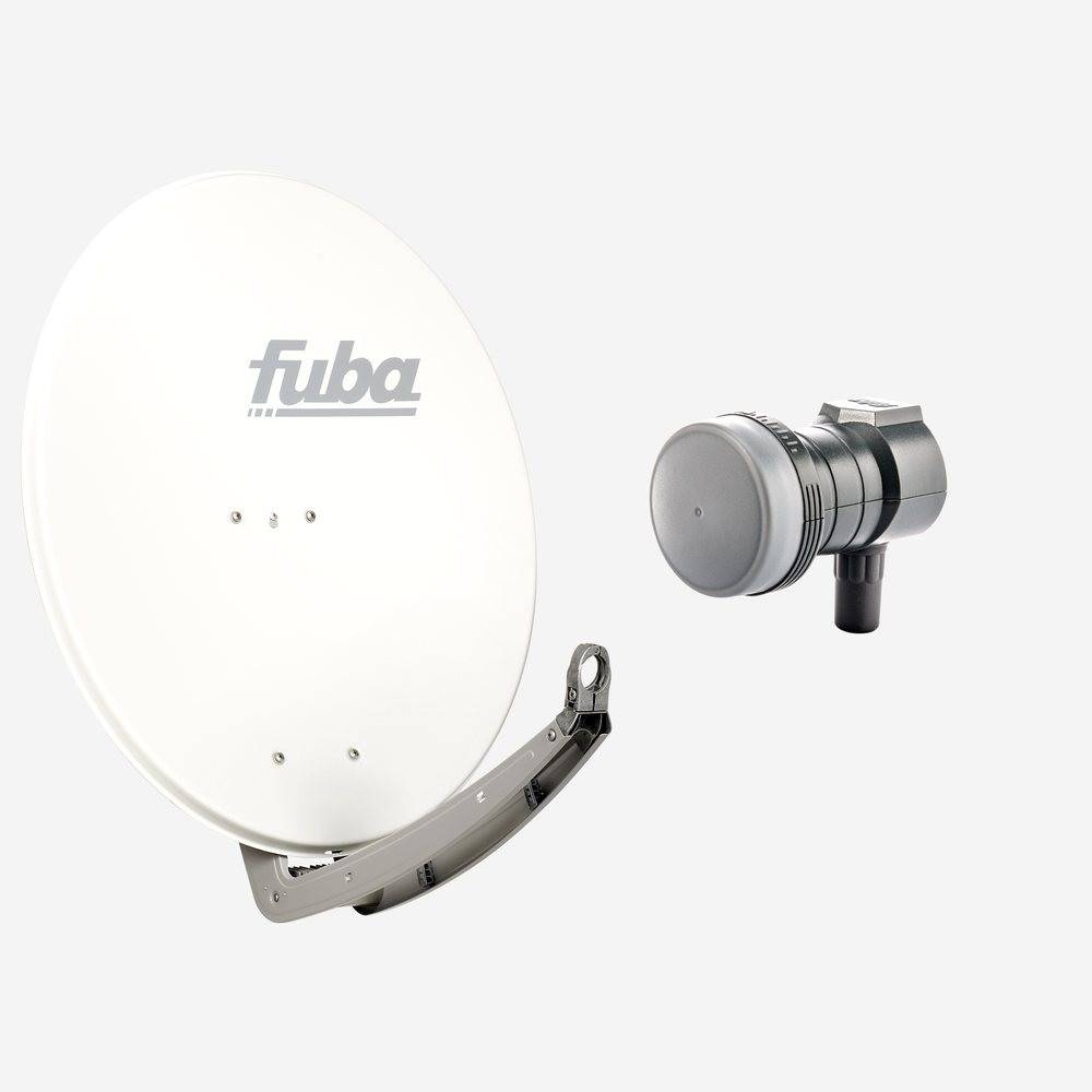 Fuba Sat Anlage 1 Teilnehmer | DAA 780 W Satellitenschüssel 80cm Alu weiß (Testergebnis: ausgezeichnet)* + Fuba DEK 117 Single LNB 1 Teilnehmer (DVB