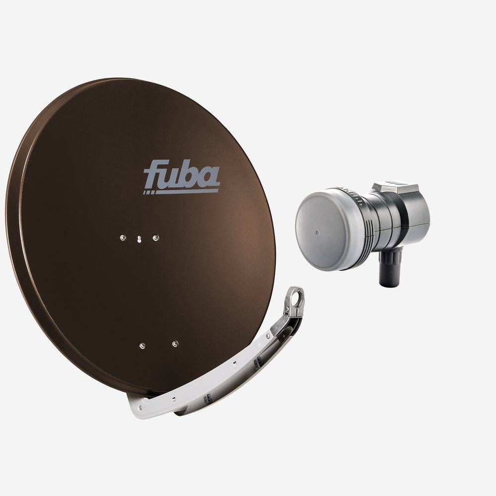 Fuba Sat Anlage 1 Teilnehmer | Satellitenschüssel Komplettset - DAA 850 B Sat-Schüssel 85cm Alu braun + Fuba DEK 117 Single LNB 1 Teilnehmer (DVB-S2