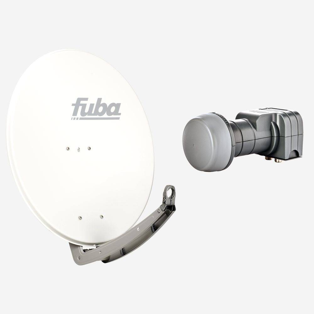 Fuba Sat Anlage 2 Teilnehmer | DAA 780 W Satellitenschüssel 80cm Alu weiß (Testergebnis: ausgezeichnet)* + Fuba DEK 217 Twin LNB 2 Teilnehmer (DVB-S