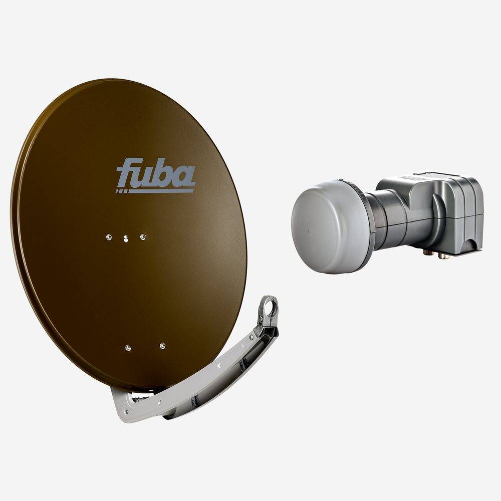 Fuba Sat Anlage 2 Teilnehmer | DAA 780 B Satellitenschüssel 80cm Alu braun (Testergebnis: ausgezeichnet)* + Fuba DEK 217 Twin LNB 2 Teilnehmer