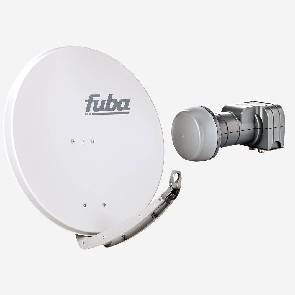 Fuba Sat Anlage 2 Teilnehmer | Satellitenschüssel Komplettset - DAA 850 G Sat-Schüssel 85cm Alu hellgrau + Fuba DEK 217 Twin LNB 2 Teilnehmer (DVB-S