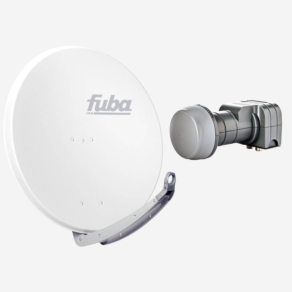 Fuba Sat Anlage 2 Teilnehmer | Satellitenschüssel Komplettset - DAA 850 W Sat-Schüssel 85cm Alu weiß + Fuba DEK 217 Twin LNB 2 Teilnehmer (DVB-S2
