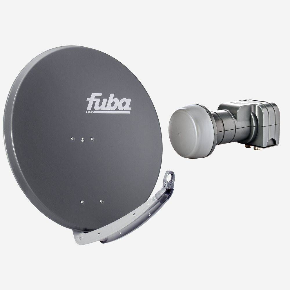 Fuba Sat Anlage 2 Teilnehmer | Satellitenschüssel Komplettset - DAA 850 A Sat-Schüssel 85cm Alu anthrazit + Fuba DEK 217 Twin LNB 2 Teilnehmer (DVB-