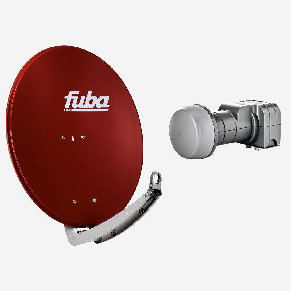 Fuba Sat Anlage 2 Teilnehmer | DAA 780 R Satellitenschüssel 80cm Alu rot (Testergebnis: ausgezeichnet)* + Fuba DEK 217 Twin LNB 2 Teilnehmer