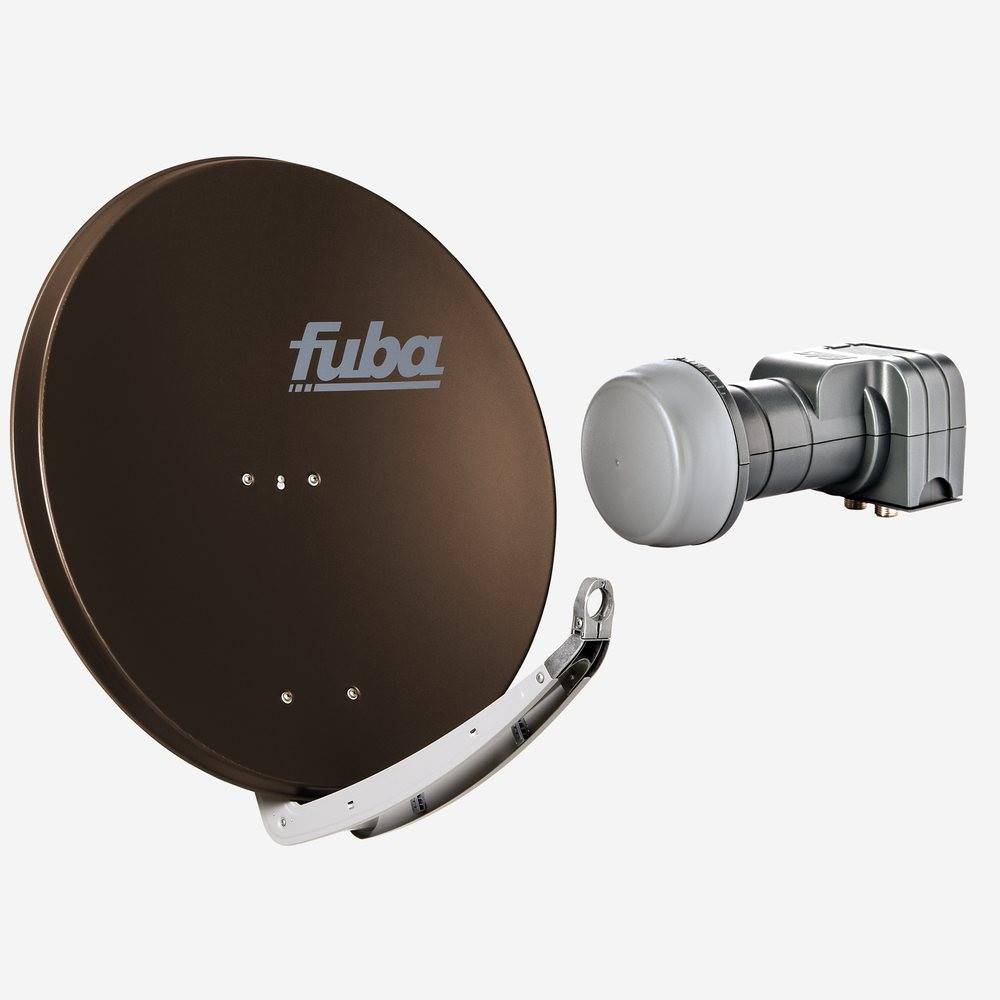 Fuba Sat Anlage 2 Teilnehmer | Satellitenschüssel Komplettset - DAA 850 B Sat-Schüssel 85cm Alu braun + Fuba DEK 217 Twin LNB 2 Teilnehmer (DVB-S2