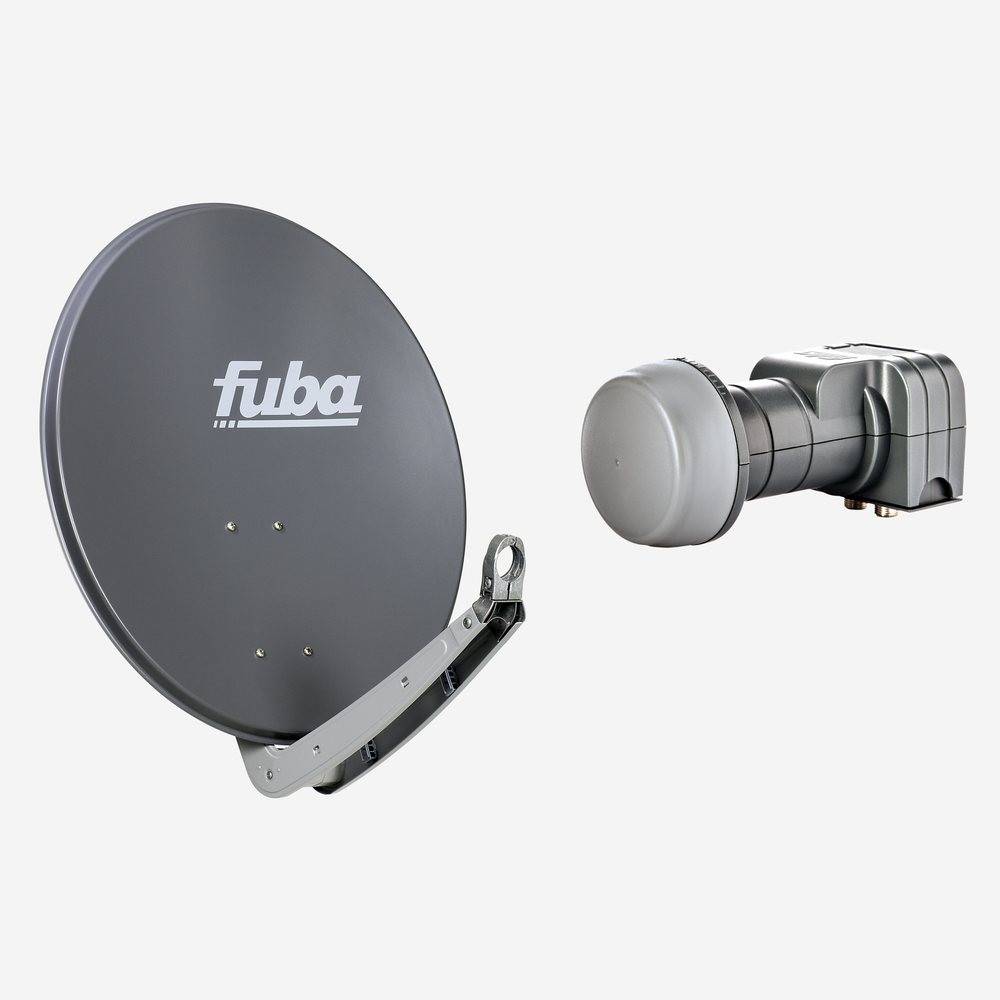 Fuba Sat Anlage 2 Teilnehmer | Satellitenschüssel Komplettset - DAA 650 A Sat-Schüssel 60x65cm Alu anthrazit + Fuba DEK 217 Twin LNB 2 Teilnehmer (D