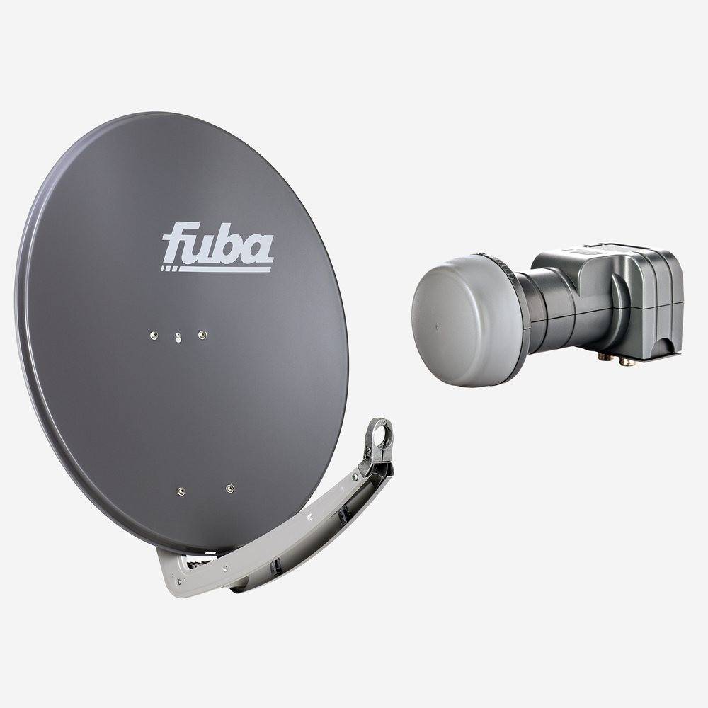 Fuba Sat Anlage 2 Teilnehmer | DAA 780 A Satellitenschüssel 80cm Alu anthrazit (Testergebnis: ausgezeichnet)* + Fuba DEK 217 Twin LNB 2 Teilnehmer