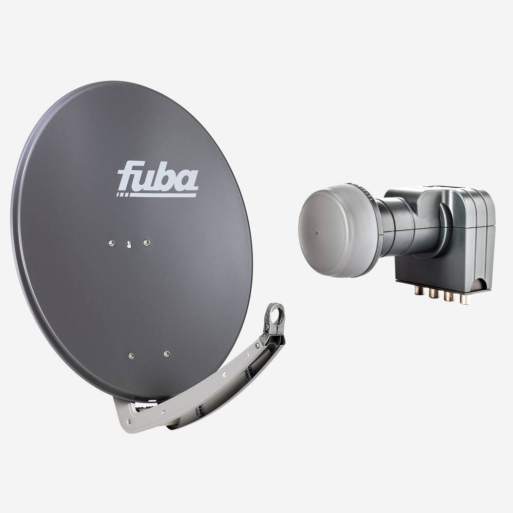 Fuba Sat Anlage 4 Teilnehmer | DAA 780 A Satellitenschüssel 80cm Alu anthrazit (Testergebnis: ausgezeichnet)* + Fuba DEK 417 Quad LNB 4 Teilnehmer