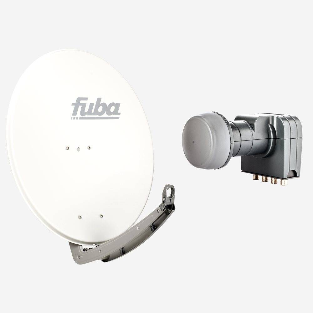 Fuba Sat Anlage 4 Teilnehmer | DAA 780 W Satellitenschüssel 80cm Alu weiß (Testergebnis: ausgezeichnet)* + Fuba DEK 417 Quad LNB 4 Teilnehmer (DVB-S