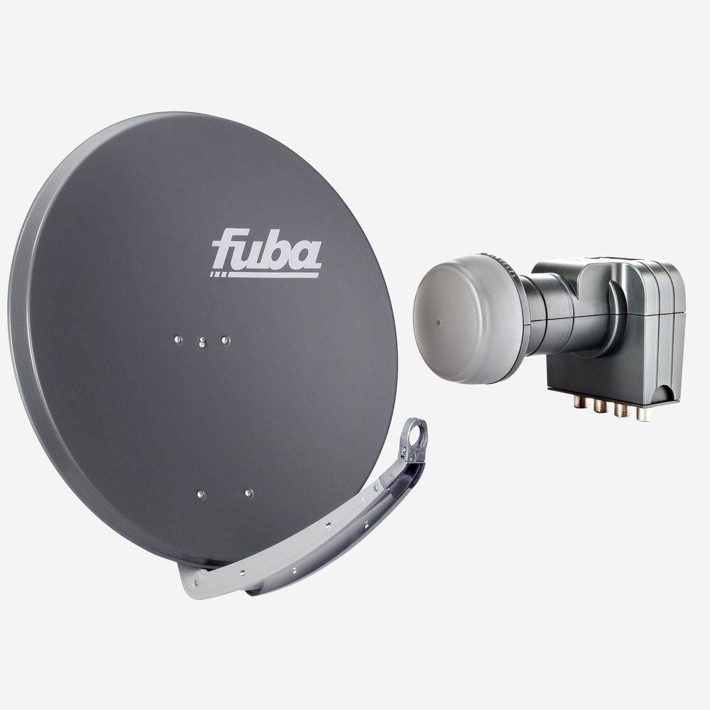 Fuba Sat Anlage 4 Teilnehmer | Satellitenschüssel Komplettset - DAA 850 A Sat-Schüssel 85cm Alu anthrazit + Fuba DEK 417 Quad LNB 4 Teilnehmer (DVB-