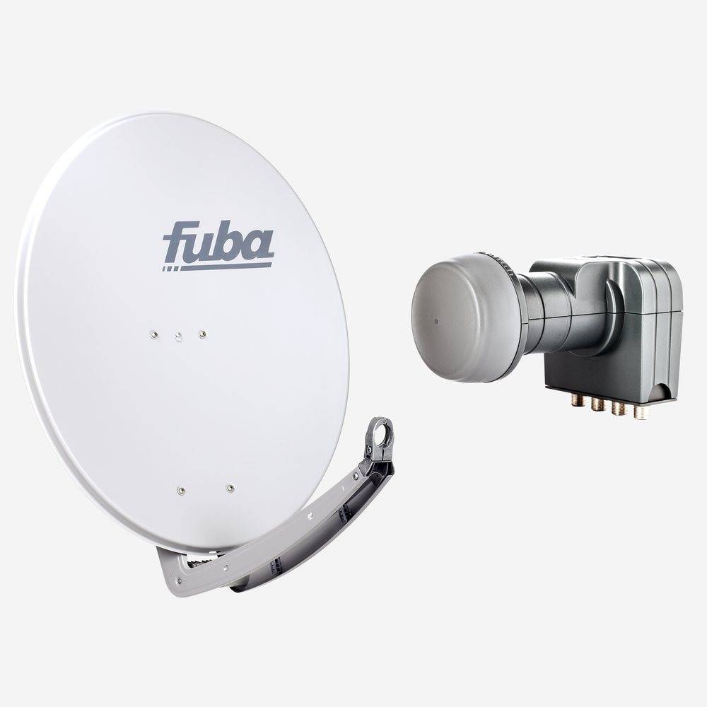 Fuba Sat Anlage 4 Teilnehmer | DAA 780 G Satellitenschüssel 80cm Alu hellgrau (Testergebnis: ausgezeichnet)* + Fuba DEK 417 Quad LNB 4 Teilnehmer