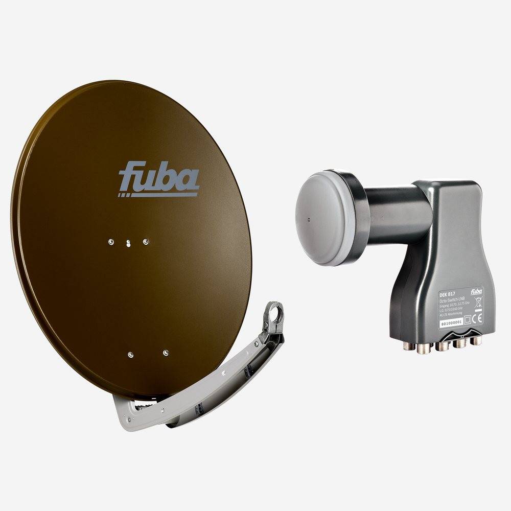 Fuba Sat Anlage 8 Teilnehmer | DAA 780 B Satellitenschüssel 80cm Alu braun (Testergebnis: ausgezeichnet)* + Fuba DEK 817 Octo LNB 8 Teilnehmer