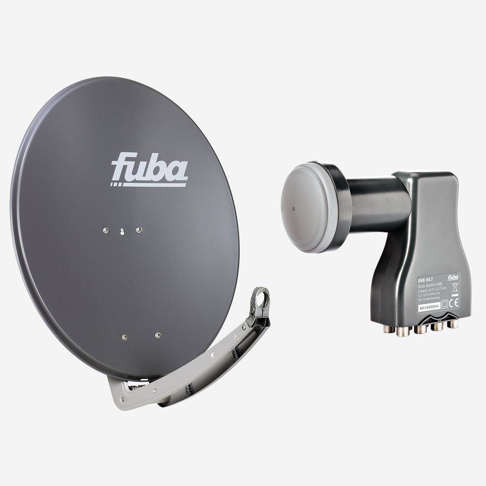 Fuba Sat Anlage 8 Teilnehmer | DAA 780 A Satellitenschüssel 80cm Alu anthrazit (Testergebnis: ausgezeichnet)* + Fuba DEK 817 Octo LNB 8 Teilnehmer