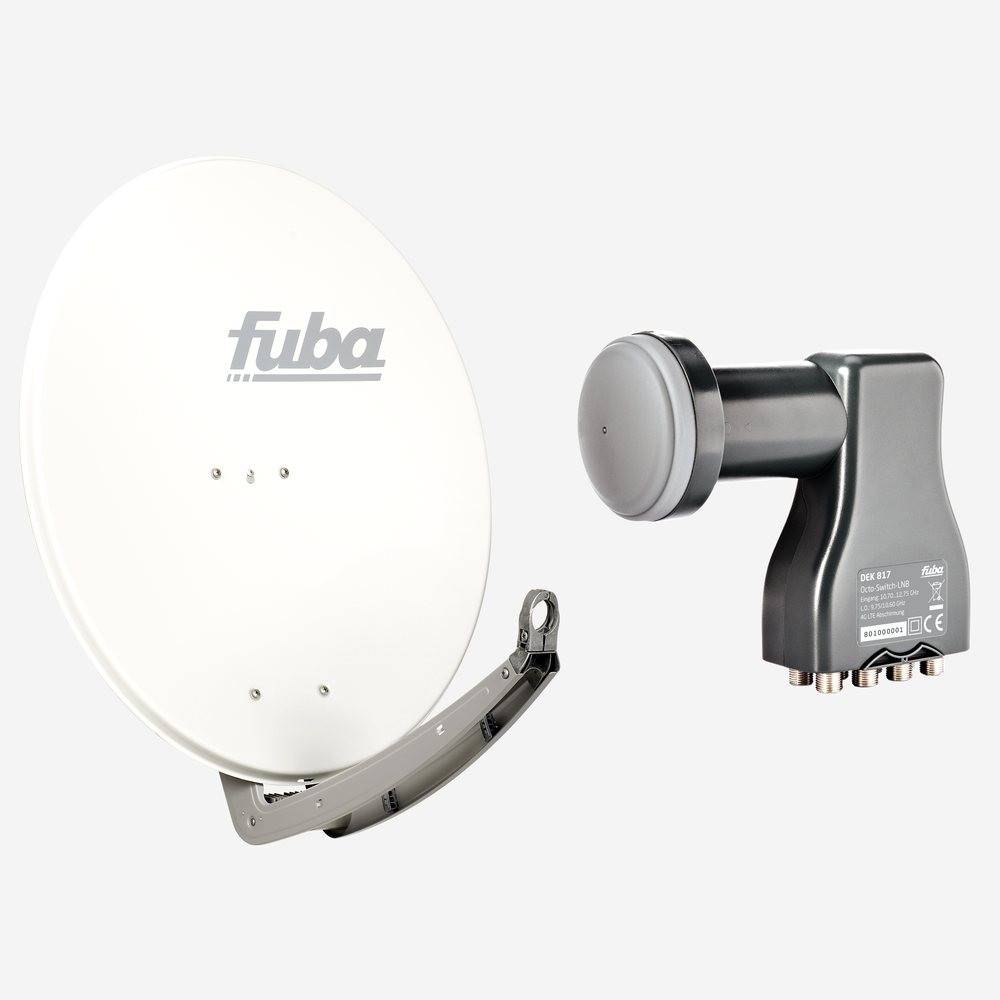Fuba Sat Anlage 8 Teilnehmer | DAA 780 W Satellitenschüssel 80cm Alu weiß (Testergebnis: ausgezeichnet)* + Fuba DEK 817 Octo LNB 8 Teilnehmer (DVB-S