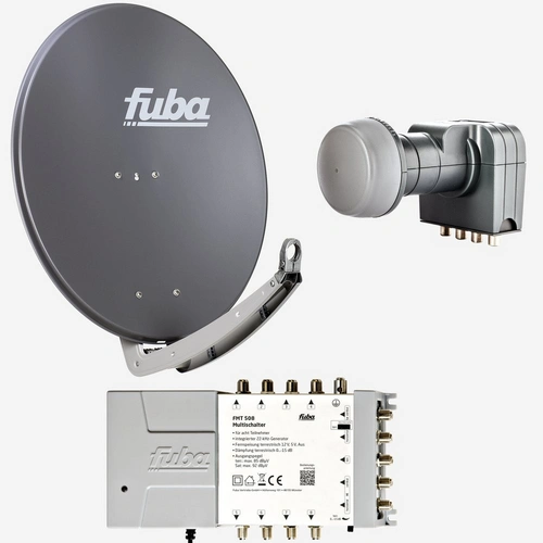 Fuba Sat Anlage 8 Teilnehmer | DAA 780 A Satellitenschüssel 80cm Alu anthrazit (Testergebnis: ausgezeichnet)* + Fuba Quattro LNB + Fuba Sat Fuba Sat Anlage 8 Teilnehmer | DAA 780 A Satellitenschüssel 80cm Alu anthrazit (Testergebnis: ausgezeichnet)* + Fuba Quattro LNB + Fuba Sat