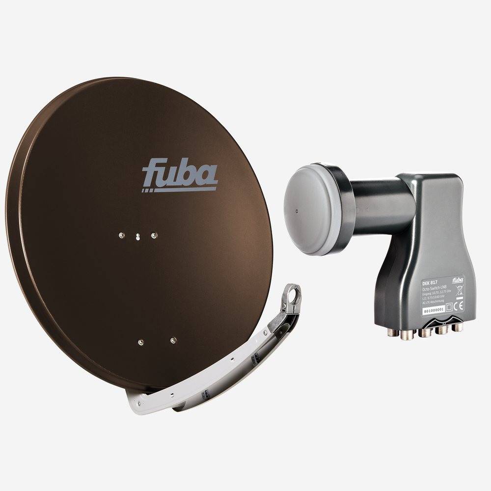 Fuba Sat Anlage 8 Teilnehmer | Satellitenschüssel Komplettset - DAA 850 B Sat-Schüssel 85cm Alu braun + Fuba DEK 817 Octo LNB 8 Teilnehmer (DVB-S2