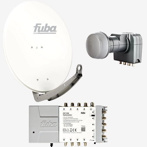 Fuba Sat Anlage 8 Teilnehmer | DAA 780 W Satellitenschüssel 80cm Alu weiß (Testergebnis: ausgezeichnet)* + Fuba Quattro LNB + Fuba Sat Multischalter Fuba Sat Anlage 8 Teilnehmer | DAA 780 W Satellitenschüssel 80cm Alu weiß (Testergebnis: ausgezeichnet)* + Fuba Quattro LNB + Fuba Sat Multischalter