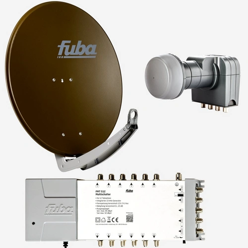 Fuba Sat Anlage 12 Teilnehmer | DAA 780 B Satellitenschüssel 80cm Alu braun (Testergebnis: ausgezeichnet)* + Fuba Quattro LNB + Fuba Sat Fuba Sat Anlage 12 Teilnehmer | DAA 780 B Satellitenschüssel 80cm Alu braun (Testergebnis: ausgezeichnet)* + Fuba Quattro LNB + Fuba Sat