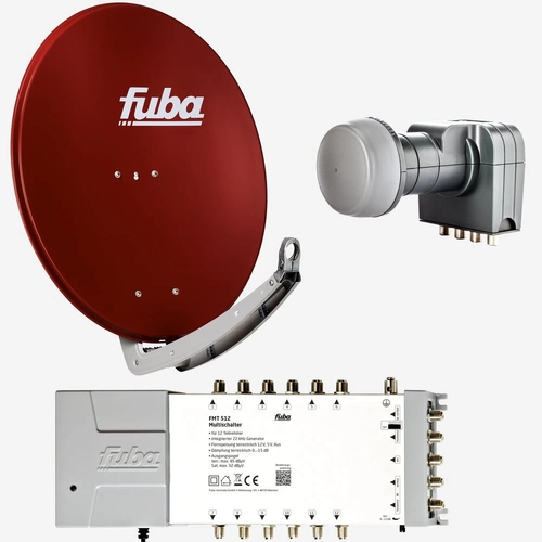 Fuba Sat Anlage 12 Teilnehmer | DAA 780 R Satellitenschüssel 80cm Alu rot (Testergebnis: ausgezeichnet)* + Fuba Quattro LNB + Fuba Sat Multischalter Fuba Sat Anlage 12 Teilnehmer | DAA 780 R Satellitenschüssel 80cm Alu rot (Testergebnis: ausgezeichnet)* + Fuba Quattro LNB + Fuba Sat Multischalter
