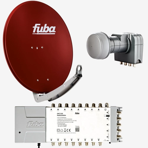 Fuba Sat Anlage 16 Teilnehmer | DAA 780 R Satellitenschüssel 80cm Alu rot (Testergebnis: ausgezeichnet)* + Fuba Quattro LNB + Fuba Sat Multischalter Fuba Sat Anlage 16 Teilnehmer | DAA 780 R Satellitenschüssel 80cm Alu rot (Testergebnis: ausgezeichnet)* + Fuba Quattro LNB + Fuba Sat Multischalter