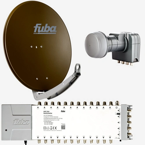 Fuba Sat Anlage 24 Teilnehmer | DAA 780 B Satellitenschüssel 80cm Alu braun (Testergebnis: ausgezeichnet)* + Fuba Quattro LNB + Fuba Sat Fuba Sat Anlage 24 Teilnehmer | DAA 780 B Satellitenschüssel 80cm Alu braun (Testergebnis: ausgezeichnet)* + Fuba Quattro LNB + Fuba Sat
