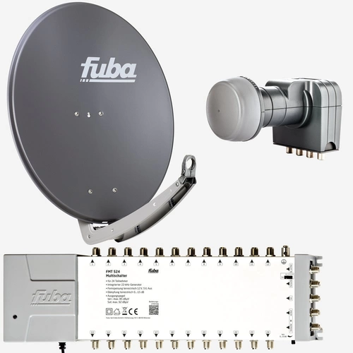 Fuba Sat Anlage 24 Teilnehmer | DAA 780 A Satellitenschüssel 80cm Alu anthrazit (Testergebnis: ausgezeichnet)* + Fuba Quattro LNB + Fuba Sat Fuba Sat Anlage 24 Teilnehmer | DAA 780 A Satellitenschüssel 80cm Alu anthrazit (Testergebnis: ausgezeichnet)* + Fuba Quattro LNB + Fuba Sat
