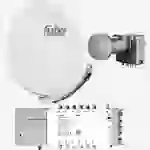Fuba Sat Anlage 12 Teilnehmer | Satellitenschüssel Komplettset - DAA 850 G Alu Sat-Schüssel 85cm hellgrau + Fuba Quattro LNB + Fuba FMT512 Sat Multi Fuba Sat Anlage 12 Teilnehmer | Satellitenschüssel Komplettset - DAA 850 G Alu Sat-Schüssel 85cm hellgrau + Fuba Quattro LNB + Fuba FMT512 Sat Multi