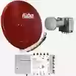 Fuba Sat Anlage 8 Teilnehmer | Satellitenschüssel Komplettset - DAA 850 R Alu Sat-Schüssel 85cm rot + Fuba Quattro LNB + Fuba FMT508 Sat Multischalt Fuba Sat Anlage 8 Teilnehmer | Satellitenschüssel Komplettset - DAA 850 R Alu Sat-Schüssel 85cm rot + Fuba Quattro LNB + Fuba FMT508 Sat Multischalt