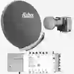 Fuba Sat Anlage 12 Teilnehmer | Satellitenschüssel Komplettset - DAA 850 A Alu Sat-Schüssel 85cm anthrazit + Fuba Quattro LNB + Fuba FMT512 Sat Mult Fuba Sat Anlage 12 Teilnehmer | Satellitenschüssel Komplettset - DAA 850 A Alu Sat-Schüssel 85cm anthrazit + Fuba Quattro LNB + Fuba FMT512 Sat Mult