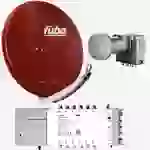 Fuba Sat Anlage 12 Teilnehmer | Satellitenschüssel Komplettset - DAA 850 R Alu Sat-Schüssel 85cm rot + Fuba Quattro LNB + Fuba FMT512 Sat Multischal Fuba Sat Anlage 12 Teilnehmer | Satellitenschüssel Komplettset - DAA 850 R Alu Sat-Schüssel 85cm rot + Fuba Quattro LNB + Fuba FMT512 Sat Multischal