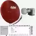 Fuba Sat Anlage 24 Teilnehmer | Satellitenschüssel Komplettset - DAA 850 R Alu Sat-Schüssel 85cm rot + Fuba Quattro LNB + Fuba FMT524 Sat Multischal Fuba Sat Anlage 24 Teilnehmer | Satellitenschüssel Komplettset - DAA 850 R Alu Sat-Schüssel 85cm rot + Fuba Quattro LNB + Fuba FMT524 Sat Multischal