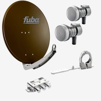 Fuba Sat Anlage 1 Teilnehmer - 2 Satelliten (z.B. Astra/Hotbird) | DAA 780 B Satellitenschüssel 80cm Alu braun (Testergebnis: ausgezeichnet)* + 2x Fuba Sat Anlage 1 Teilnehmer - 2 Satelliten (z.B. Astra/Hotbird) | DAA 780 B Satellitenschüssel 80cm Alu braun (Testergebnis: ausgezeichnet)* + 2x