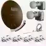 Fuba Sat Anlage 4 Teilnehmer - 2 Satelliten (z.B. Astra/Hotbird) | DAA 780 B Satellitenschüssel 80cm Alu braun (Testergebnis: ausgezeichnet)* + 2x Fuba Sat Anlage 4 Teilnehmer - 2 Satelliten (z.B. Astra/Hotbird) | DAA 780 B Satellitenschüssel 80cm Alu braun (Testergebnis: ausgezeichnet)* + 2x