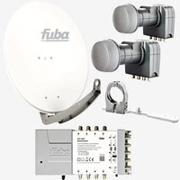 Fuba Sat Anlage 8 Teilnehmer - 2 Satelliten (z.B. Astra/Hotbird) | DAA 780 W Satellitenschüssel 80cm Alu weiß (Testergebnis: ausgezeichnet)* + 2x LN Fuba Sat Anlage 8 Teilnehmer - 2 Satelliten (z.B. Astra/Hotbird) | DAA 780 W Satellitenschüssel 80cm Alu weiß (Testergebnis: ausgezeichnet)* + 2x LN