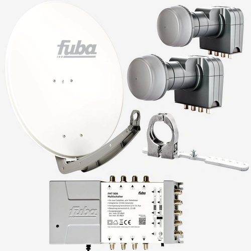 Fuba Sat Anlage 8 Teilnehmer - 2 Satelliten (z.B. Astra/Hotbird) | DAA 780 W Satellitenschüssel 80cm Alu weiß (Testergebnis: ausgezeichnet)* + 2x LN Fuba Sat Anlage 8 Teilnehmer - 2 Satelliten (z.B. Astra/Hotbird) | DAA 780 W Satellitenschüssel 80cm Alu weiß (Testergebnis: ausgezeichnet)* + 2x LN