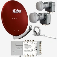 Fuba Sat Anlage 8 Teilnehmer - 2 Satelliten (z.B. Astra/Hotbird) | DAA 780 R Satellitenschüssel 80cm Alu rot (Testergebnis: ausgezeichnet)* + 2x LNB Fuba Sat Anlage 8 Teilnehmer - 2 Satelliten (z.B. Astra/Hotbird) | DAA 780 R Satellitenschüssel 80cm Alu rot (Testergebnis: ausgezeichnet)* + 2x LNB
