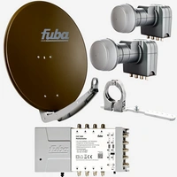 Fuba Sat Anlage 8 Teilnehmer - 2 Satelliten (z.B. Astra/Hotbird) | DAA 780 B Satellitenschüssel 80cm Alu braun (Testergebnis: ausgezeichnet)* + 2x Fuba Sat Anlage 8 Teilnehmer - 2 Satelliten (z.B. Astra/Hotbird) | DAA 780 B Satellitenschüssel 80cm Alu braun (Testergebnis: ausgezeichnet)* + 2x