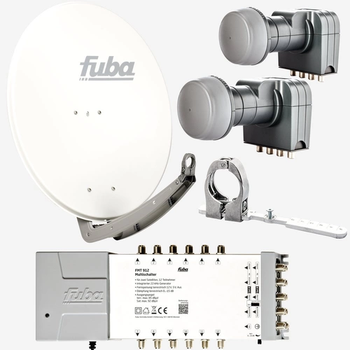Fuba Sat Anlage 12 Teilnehmer - 2 Satelliten (z.B. Astra/Hotbird) | DAA 780 W Satellitenschüssel 80cm Alu weiß (Testergebnis: ausgezeichnet)* + 2x Fuba Sat Anlage 12 Teilnehmer - 2 Satelliten (z.B. Astra/Hotbird) | DAA 780 W Satellitenschüssel 80cm Alu weiß (Testergebnis: ausgezeichnet)* + 2x
