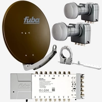 Fuba Sat Anlage 16 Teilnehmer - 2 Satelliten (z.B. Astra/Hotbird) | DAA 780 B Satellitenschüssel 80cm Alu braun (Testergebnis: ausgezeichnet)* + 2x Fuba Sat Anlage 16 Teilnehmer - 2 Satelliten (z.B. Astra/Hotbird) | DAA 780 B Satellitenschüssel 80cm Alu braun (Testergebnis: ausgezeichnet)* + 2x