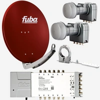 Fuba Sat Anlage 12 Teilnehmer - 2 Satelliten (z.B. Astra/Hotbird) | DAA 780 R Satellitenschüssel 80cm Alu rot (Testergebnis: ausgezeichnet)* + 2x Fuba Sat Anlage 12 Teilnehmer - 2 Satelliten (z.B. Astra/Hotbird) | DAA 780 R Satellitenschüssel 80cm Alu rot (Testergebnis: ausgezeichnet)* + 2x