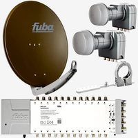 Fuba Sat Anlage 24 Teilnehmer - 2 Satelliten (z.B. Astra/Hotbird) | DAA 780 B Satellitenschüssel 80cm Alu braun (Testergebnis: ausgezeichnet)* + 2x Fuba Sat Anlage 24 Teilnehmer - 2 Satelliten (z.B. Astra/Hotbird) | DAA 780 B Satellitenschüssel 80cm Alu braun (Testergebnis: ausgezeichnet)* + 2x