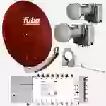 Fuba Sat Anlage 16 Teilnehmer - 2 Satelliten (z.B. Astra/Hotbird) | DAA 780 R Satellitenschüssel 80cm Alu rot (Testergebnis: ausgezeichnet)* + 2x Fuba Sat Anlage 16 Teilnehmer - 2 Satelliten (z.B. Astra/Hotbird) | DAA 780 R Satellitenschüssel 80cm Alu rot (Testergebnis: ausgezeichnet)* + 2x