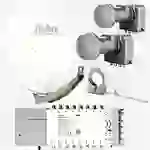 Fuba Sat Anlage 16 Teilnehmer - 2 Satelliten (z.B. Astra/Hotbird) | DAA 780 W Satellitenschüssel 80cm Alu weiß (Testergebnis: ausgezeichnet)* + 2x Fuba Sat Anlage 16 Teilnehmer - 2 Satelliten (z.B. Astra/Hotbird) | DAA 780 W Satellitenschüssel 80cm Alu weiß (Testergebnis: ausgezeichnet)* + 2x