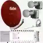 Fuba Sat Anlage 24 Teilnehmer - 2 Satelliten (z.B. Astra/Hotbird) | DAA 780 R Satellitenschüssel 80cm Alu rot (Testergebnis: ausgezeichnet)* + 2x Fuba Sat Anlage 24 Teilnehmer - 2 Satelliten (z.B. Astra/Hotbird) | DAA 780 R Satellitenschüssel 80cm Alu rot (Testergebnis: ausgezeichnet)* + 2x