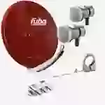 Fuba Sat Anlage 1 Teilnehmer - 2 Satelliten | Satellitenschüssel Komplettset - DAA 850 R Sat-Schüssel 85cm Alu rot + 2x Single LNB 1 Teilnehmer + Mu Fuba Sat Anlage 1 Teilnehmer - 2 Satelliten | Satellitenschüssel Komplettset - DAA 850 R Sat-Schüssel 85cm Alu rot + 2x Single LNB 1 Teilnehmer + Mu
