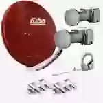 Fuba Sat Anlage 2 Teilnehmer - 2 Satelliten | Satellitenschüssel Komplettset - DAA 850 R Sat-Schüssel 85cm Alu rot + 2x Twin LNB 2 Teilnehmer + Mult Fuba Sat Anlage 2 Teilnehmer - 2 Satelliten | Satellitenschüssel Komplettset - DAA 850 R Sat-Schüssel 85cm Alu rot + 2x Twin LNB 2 Teilnehmer + Mult