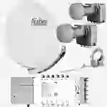 Fuba Sat Anlage 12 Teilnehmer - 2 Satelliten (z.B. Astra/Hotbird) | Satellitenschüssel Komplettset - DAA 850 G Sat-Schüssel 85cm Alu hellgrau + 2x Fuba Sat Anlage 12 Teilnehmer - 2 Satelliten (z.B. Astra/Hotbird) | Satellitenschüssel Komplettset - DAA 850 G Sat-Schüssel 85cm Alu hellgrau + 2x