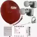Fuba Sat Anlage 12 Teilnehmer - 2 Satelliten (z.B. Astra/Hotbird) | Satellitenschüssel Komplettset - DAA 850 R Sat-Schüssel 85cm Alu rot + 2x LNB Fuba Sat Anlage 12 Teilnehmer - 2 Satelliten (z.B. Astra/Hotbird) | Satellitenschüssel Komplettset - DAA 850 R Sat-Schüssel 85cm Alu rot + 2x LNB